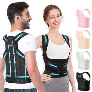 Fit Geno Back Brace and Posture Corrector Unisex Size S Adjustable Support Black